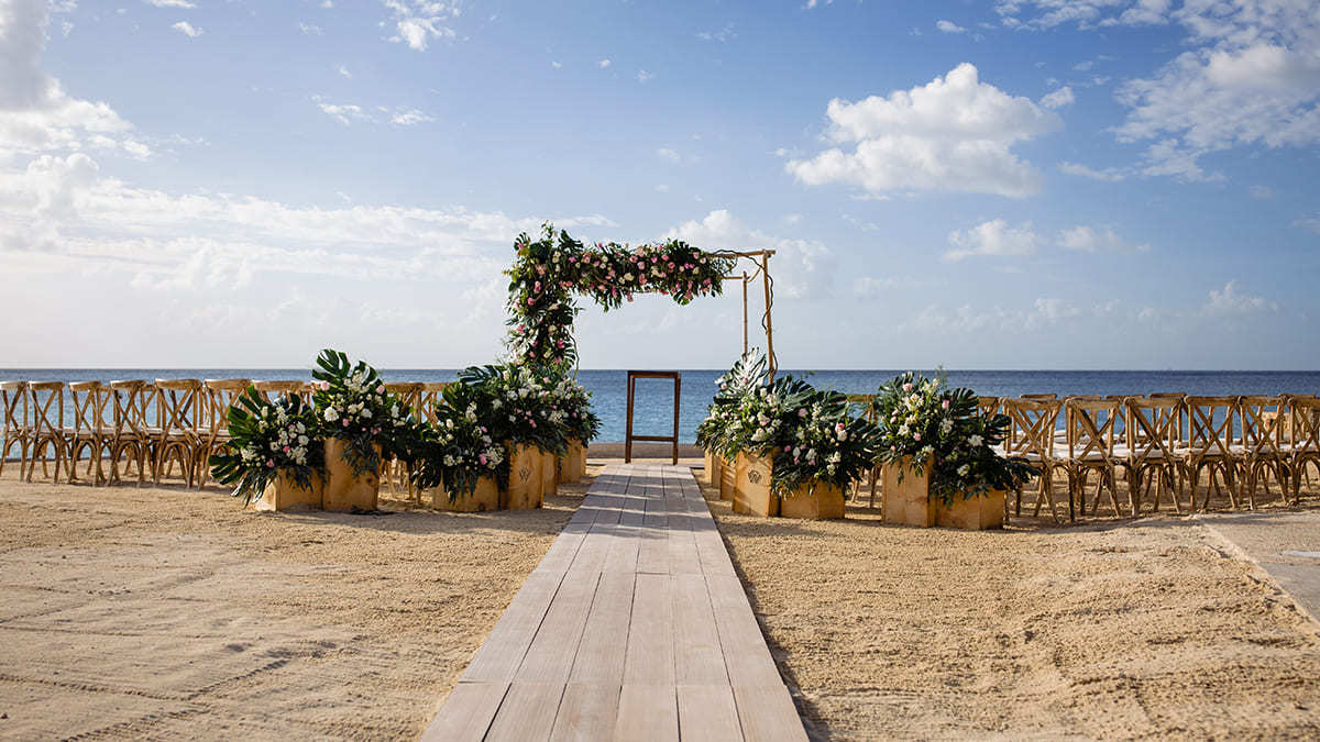 Banquet services for a wedding in Cozumel