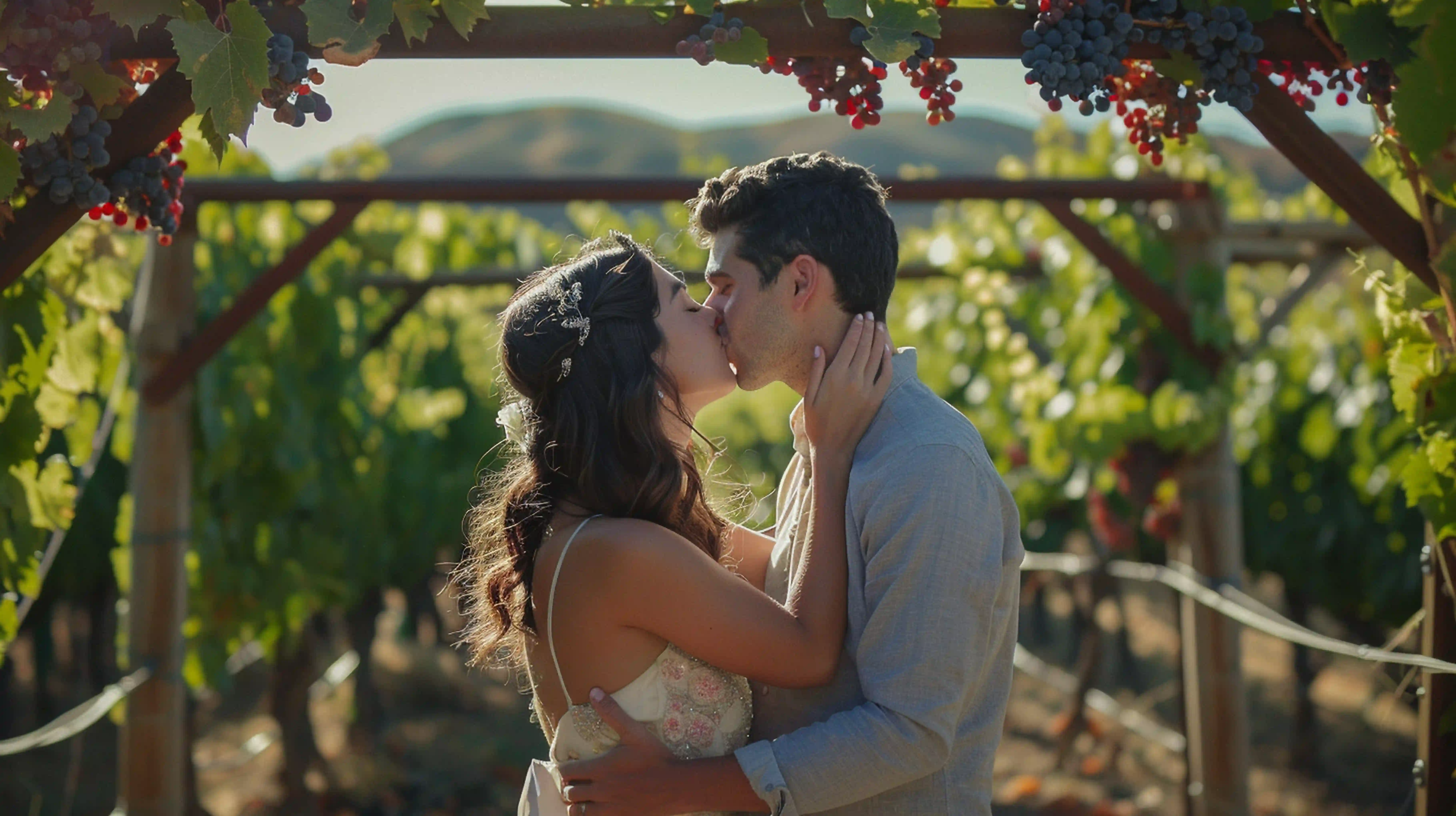 Destination wedding in Valle de Guadalupe with a vineyard backdrop