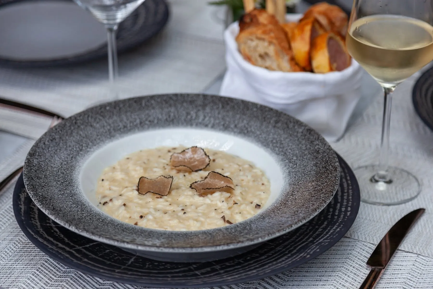 Risotto al Tartufo Nero di Norcia with Parmigiano Reggiano at Alfredo Di Roma